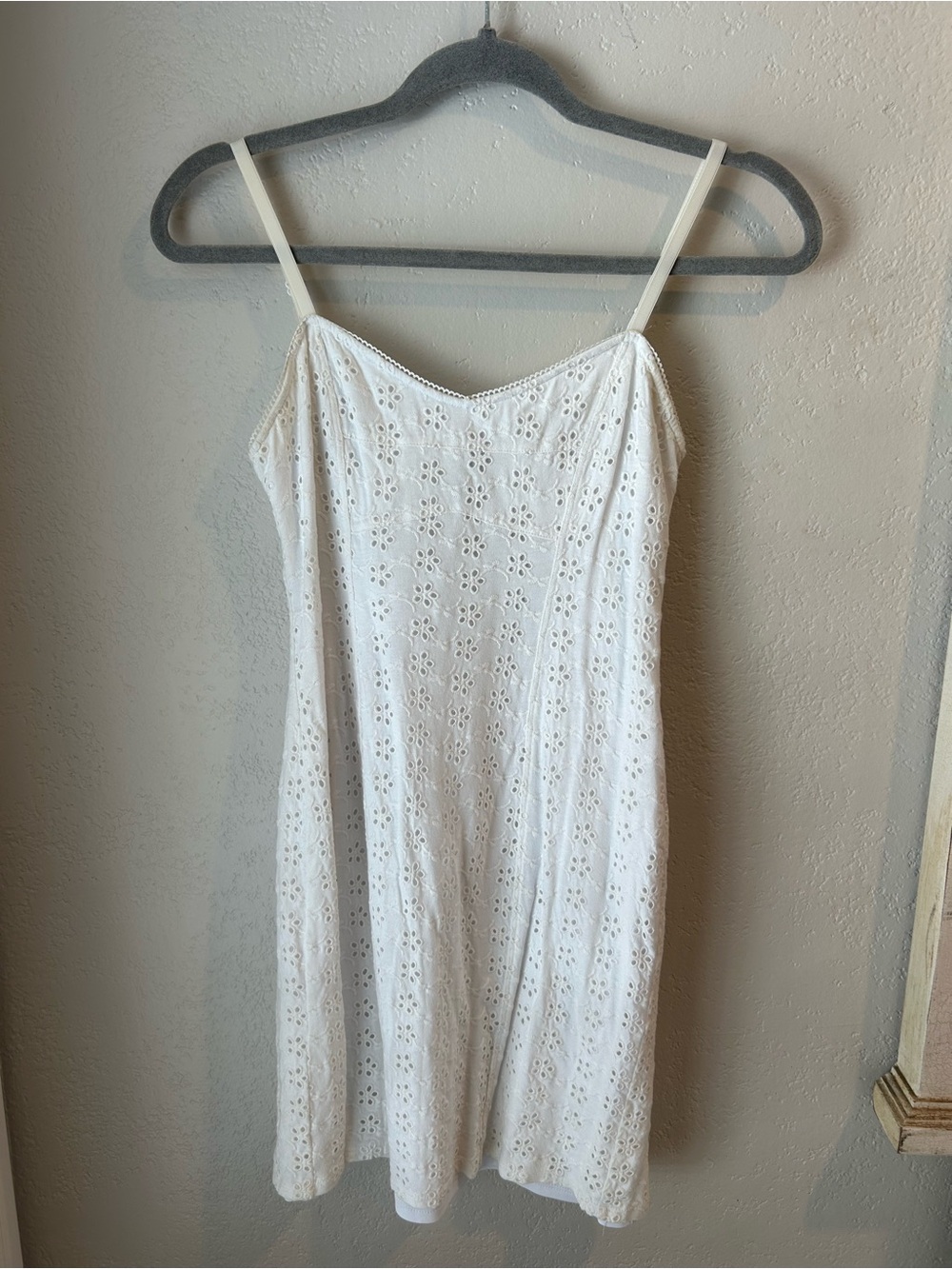 Express White Eyelet Slip Dress with Spaghetti Straps